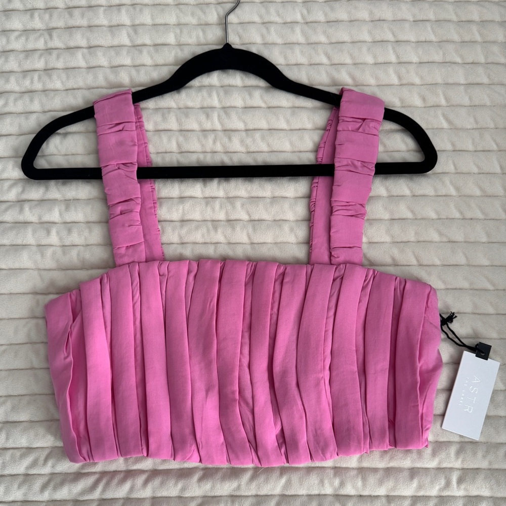 ASTR label pink cropped top.